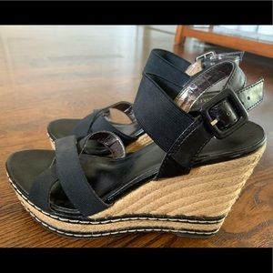 Charles David black wedges, size 8
